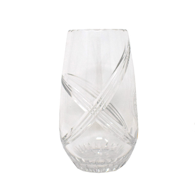 Engraved Belfast Crystal 8" Barrel Vase