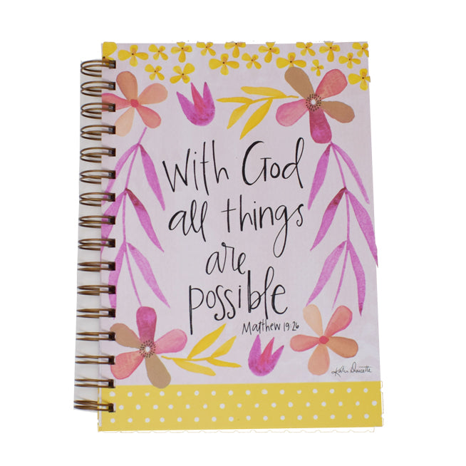 A5 Spiral Hard Back Journal With God All Things Are Possible