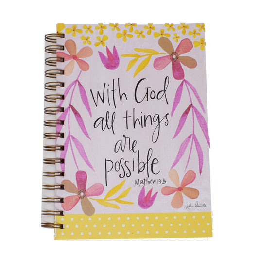A5 Spiral Hard Back Journal With God All Things Are Possible