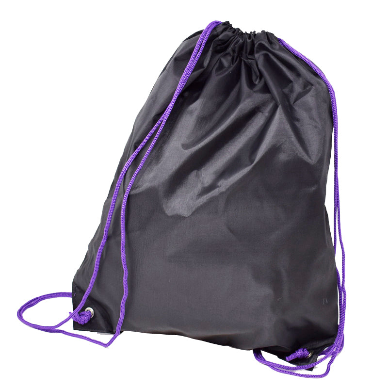Black & Purple Drawstring Bag