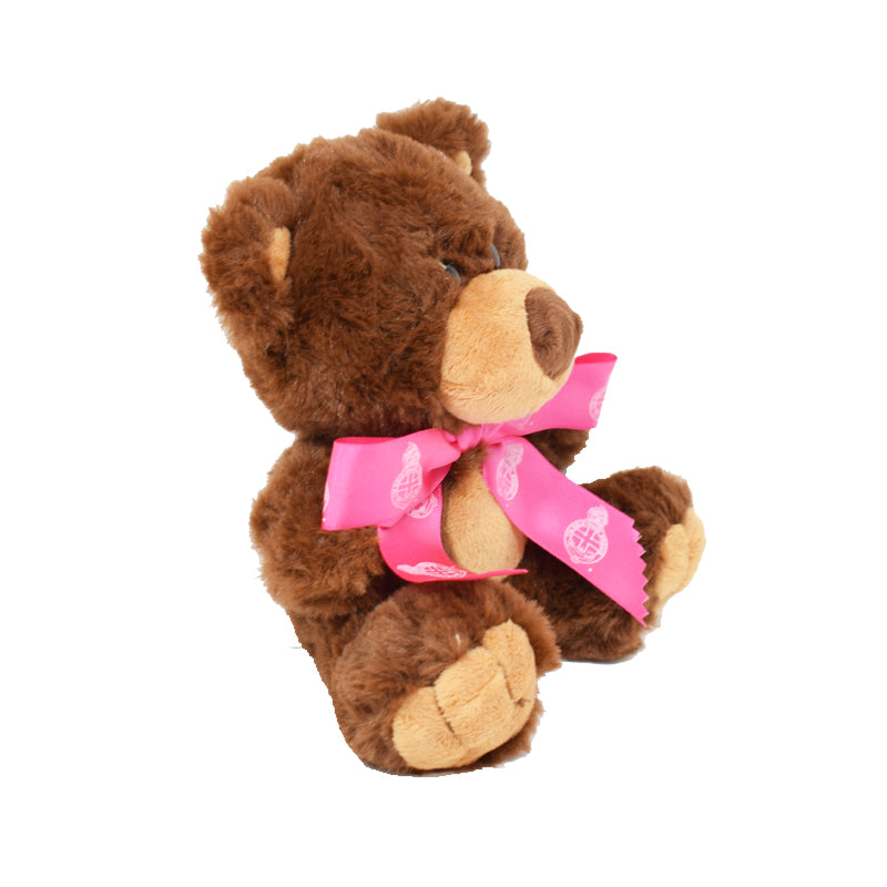 15cm Charlie Bear With Pink Ribbon