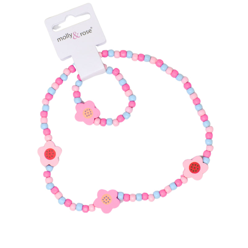 Wood Flower Stretch Jewellery Set