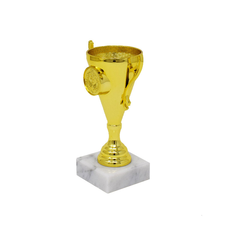 Gold Cup Trophy With White Base 13cm