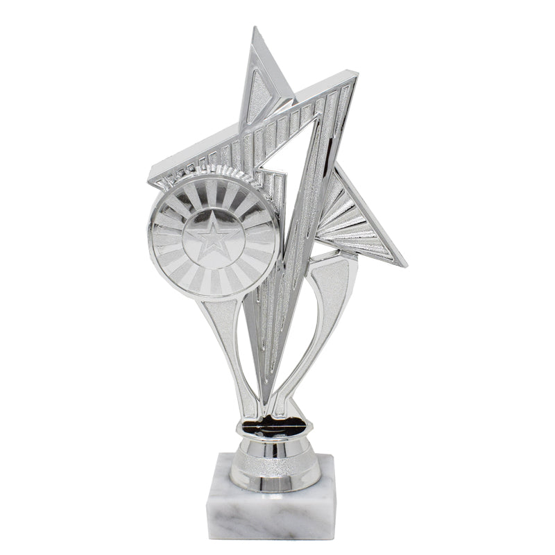 Silver Star Trophy With White Base 21.5cm