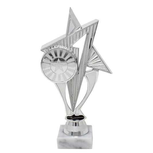 Silver Star Trophy With White Base 21.5cm
