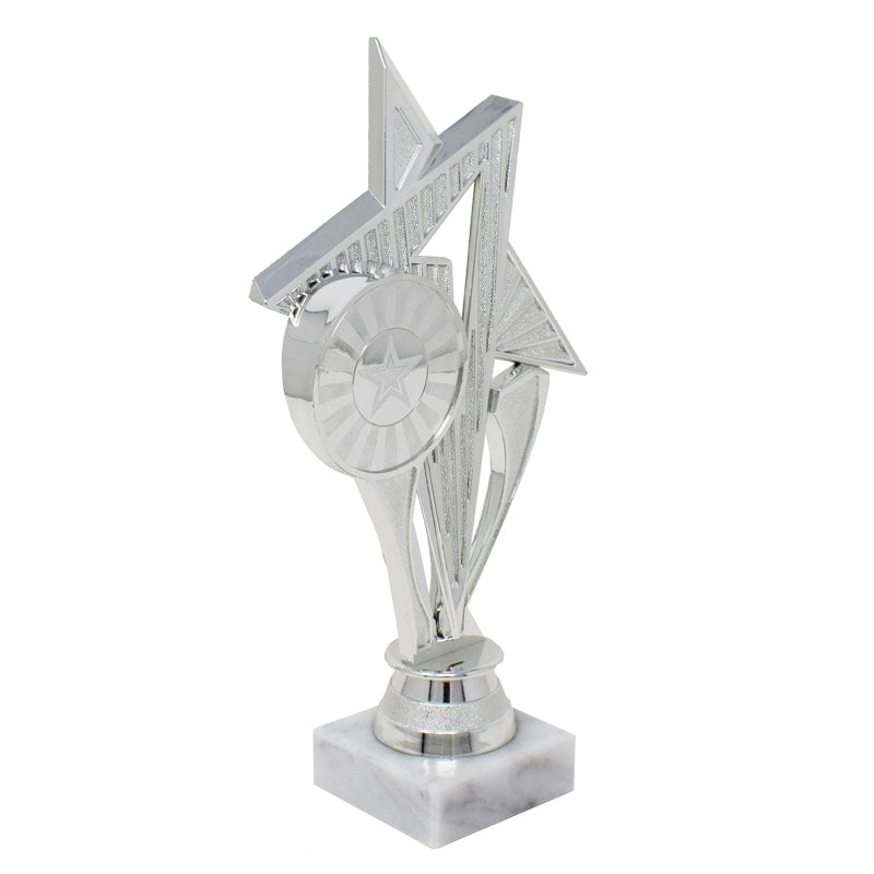 Silver Star Trophy With White Base 21.5cm