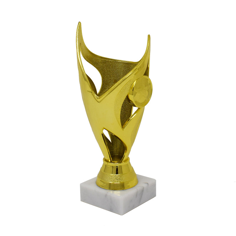 Gold Flame Trophy With White Base 18cm