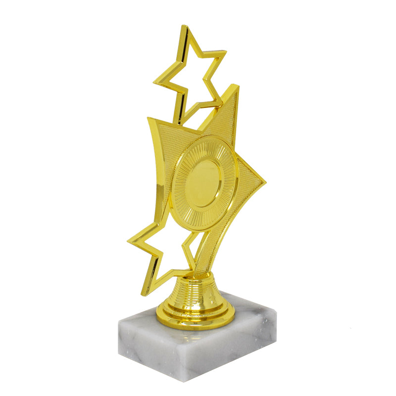 Gold Multi Star Trophy With White Base 18cm