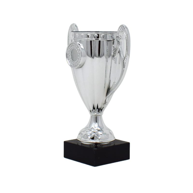 Silver Flared Trophy Cup With Black Base 14.5cm