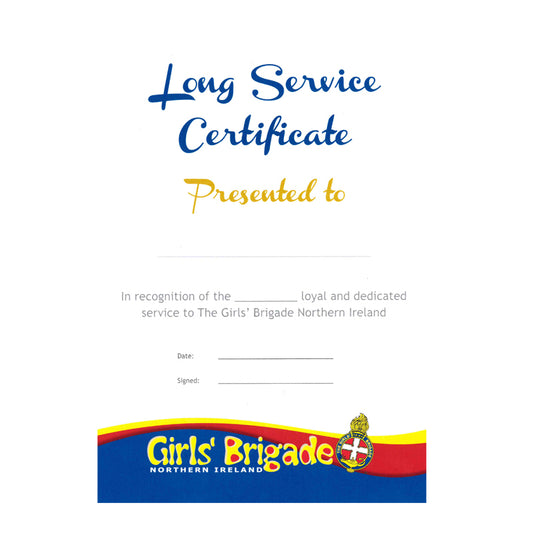 Long Service Certificate A4