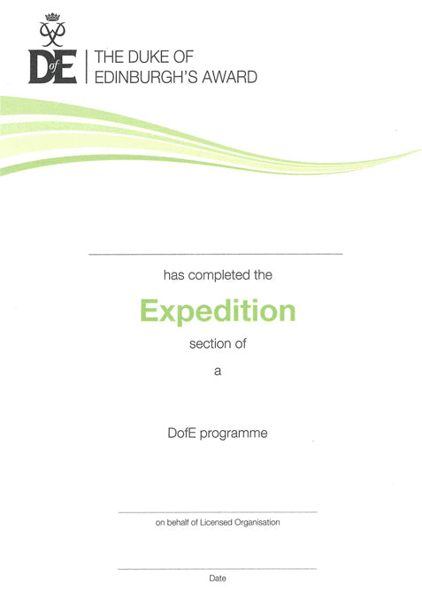 DofE Expeditions Certificate