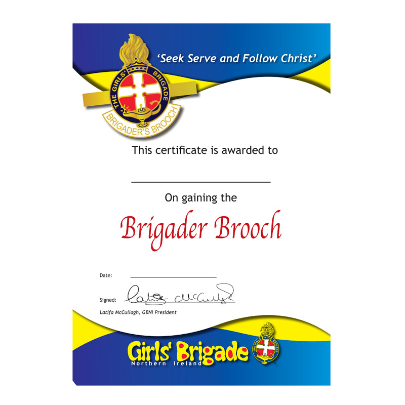 Brigader Brooch & Certificate