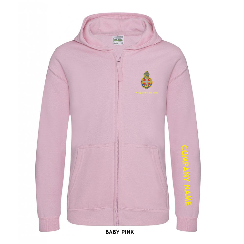 Girl's Zipped Hoodie With GB Crest (Print On Sleeve)