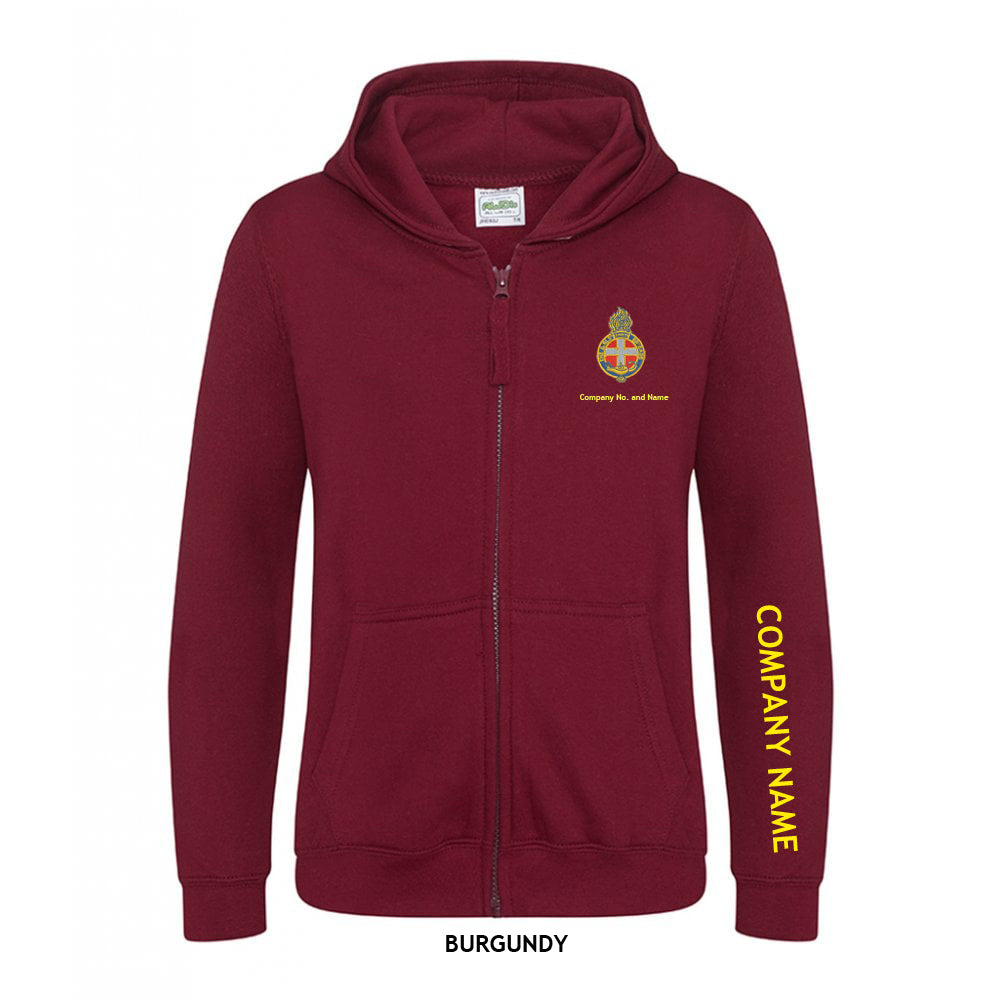 Girl's Zipped Hoodie With GB Crest (Print On Sleeve)