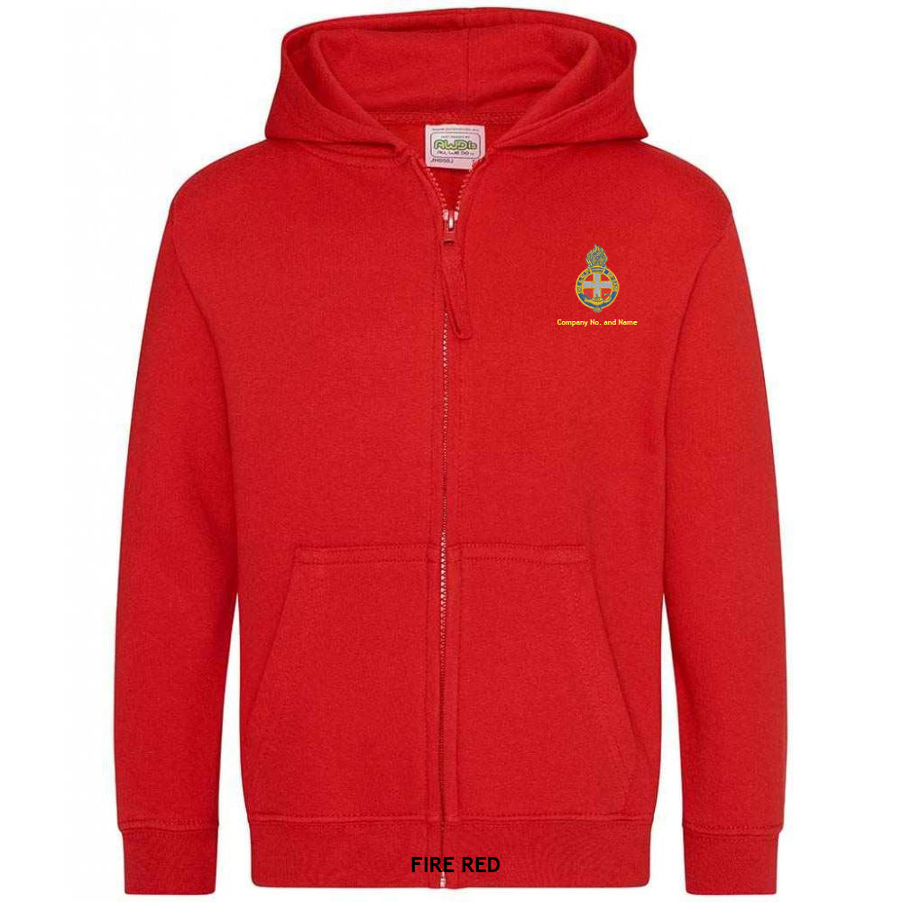 Girl's Zipped Hoodie With GB Crest (Print On Back)