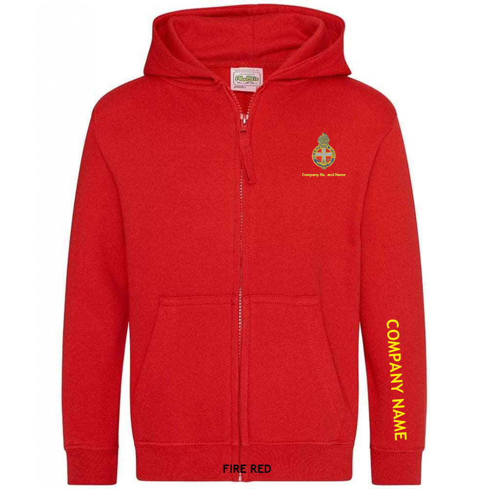 Girl's Zipped Hoodie With GB Crest (Print On Sleeve)