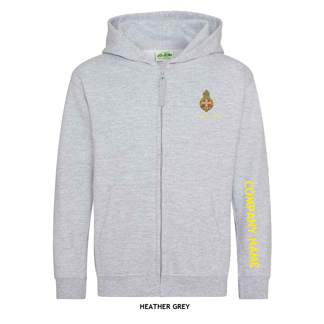 Girl's Zipped Hoodie With GB Crest (Print On Sleeve)