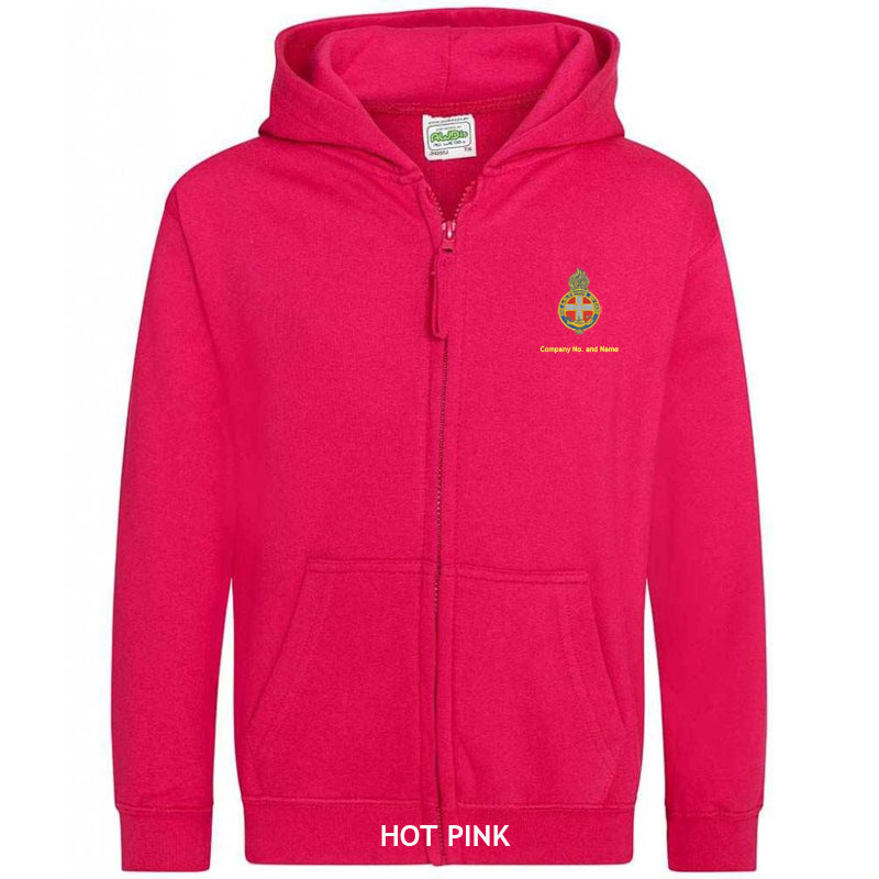 Girl's Zipped Hoodie With GB Crest (Print On Back)