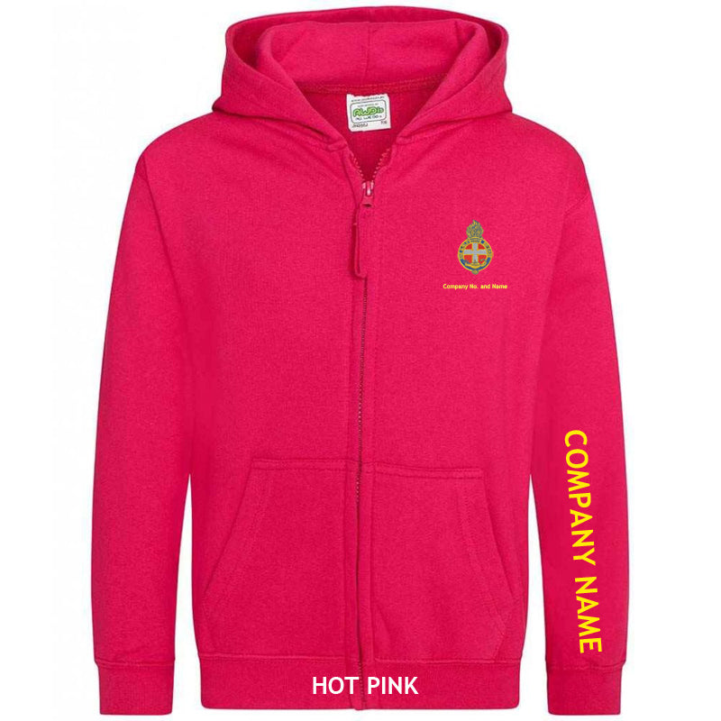 Girl's Zipped Hoodie With GB Crest (Print On Sleeve)