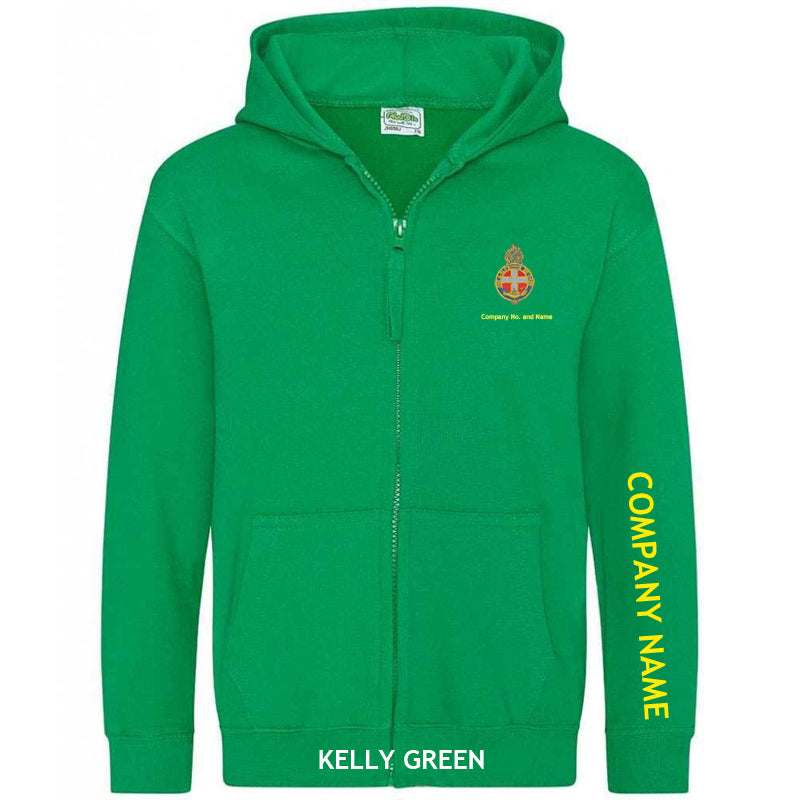 Girl's Zipped Hoodie With GB Crest (Print On Sleeve)
