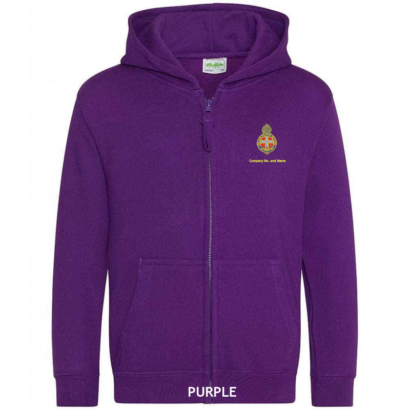 Girl's Zipped Hoodie With GB Crest (Print On Back)