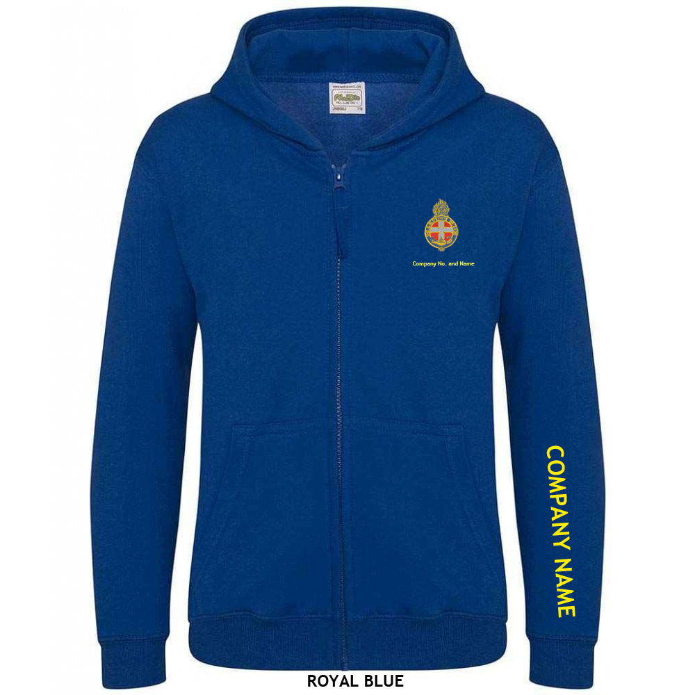 Girl's Zipped Hoodie With GB Crest (Print On Sleeve)
