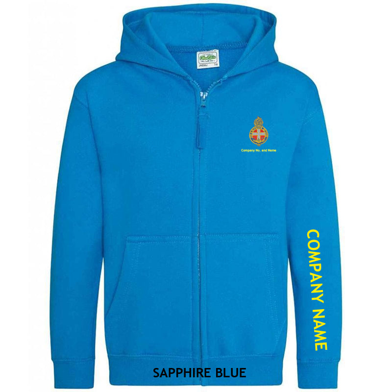 Girl's Zipped Hoodie With GB Crest (Print On Sleeve)