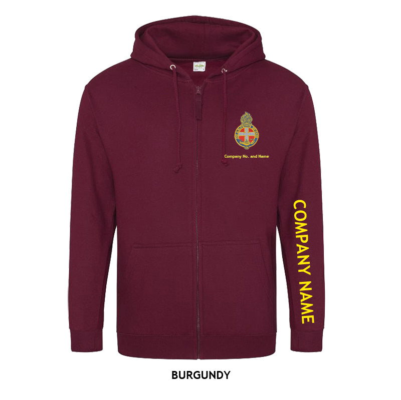 Zipped Hoodie With GB Crest (Print On Sleeve)