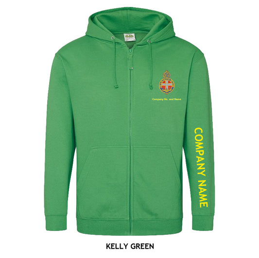 Zipped Hoodie With GB Crest (Print On Sleeve)