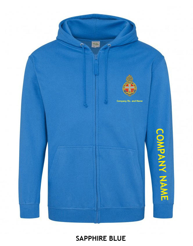 Zipped Hoodie With GB Crest (Print On Sleeve)